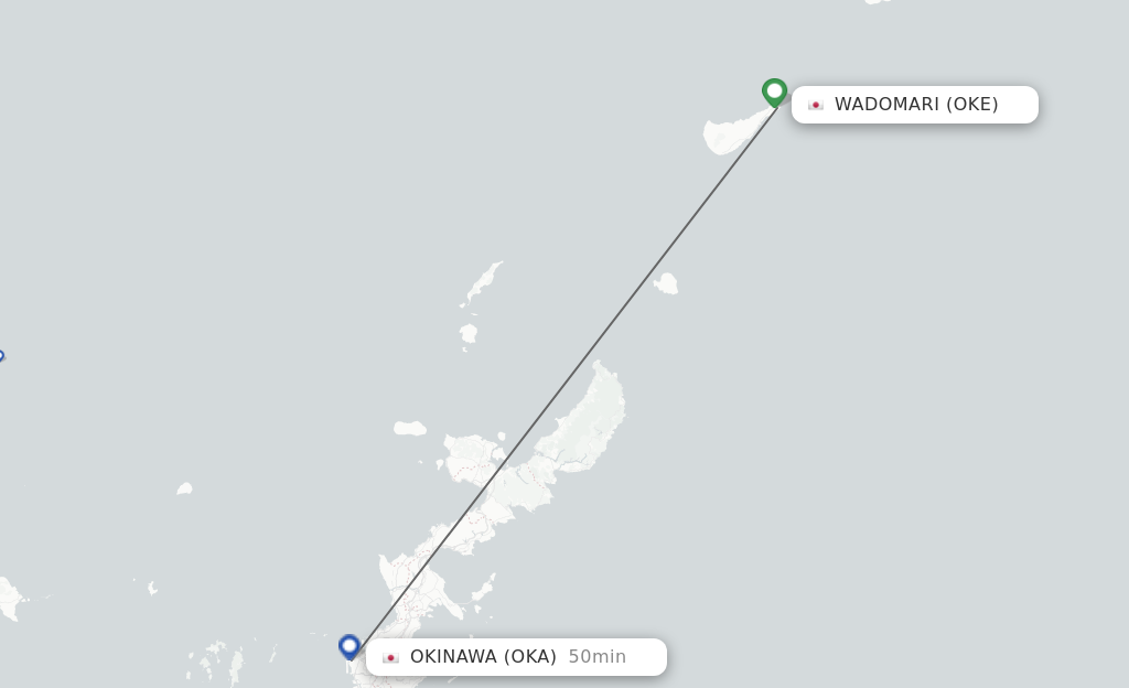Flights from Wadomari to Okinawa route map