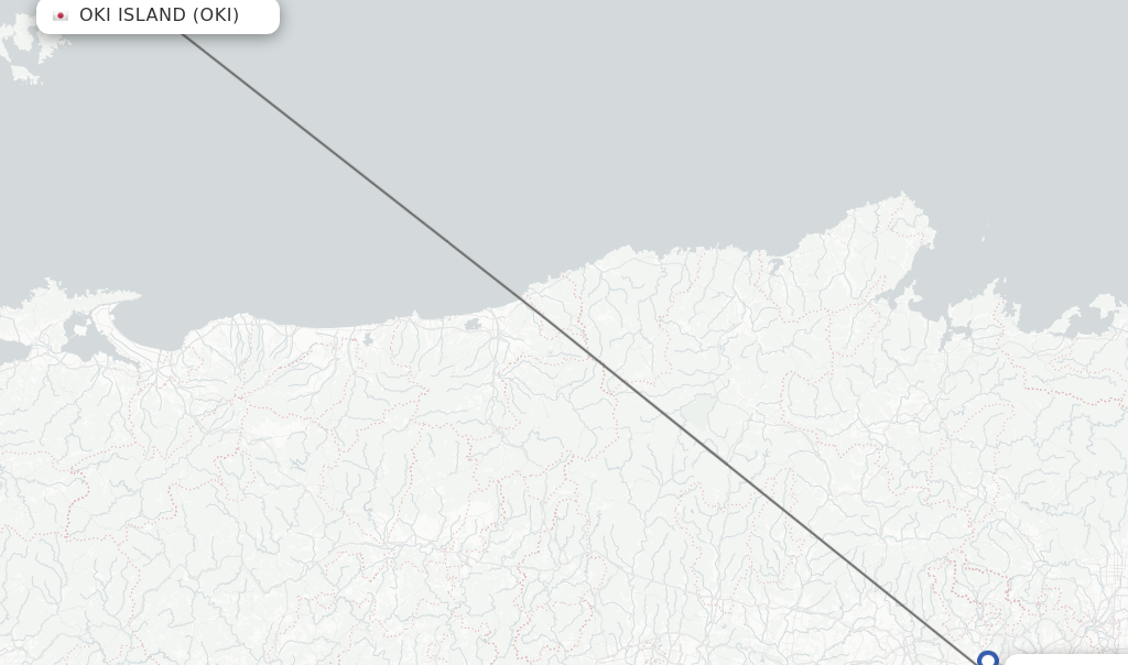 Flights from Oki Island to Osaka route map