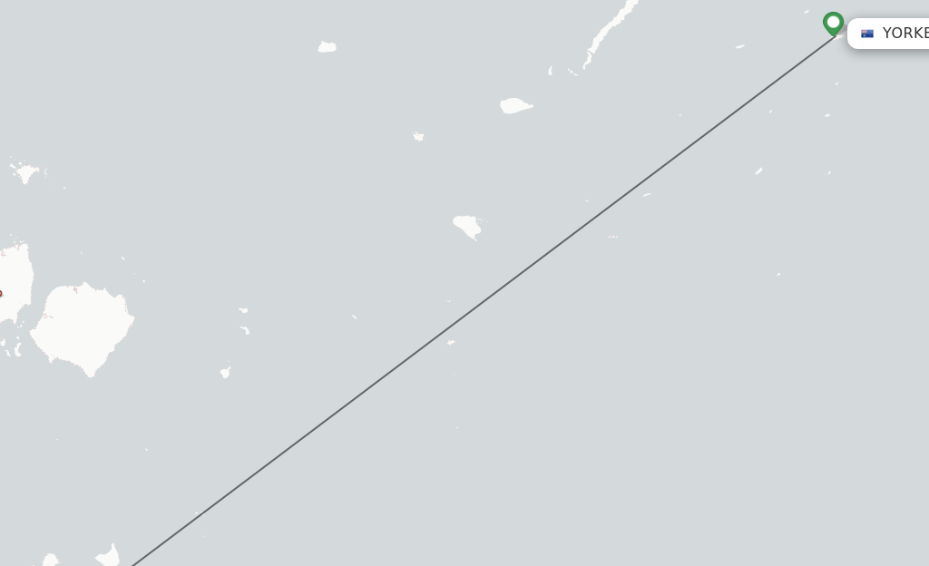 Flights from Yorke Island to Horn Island route map