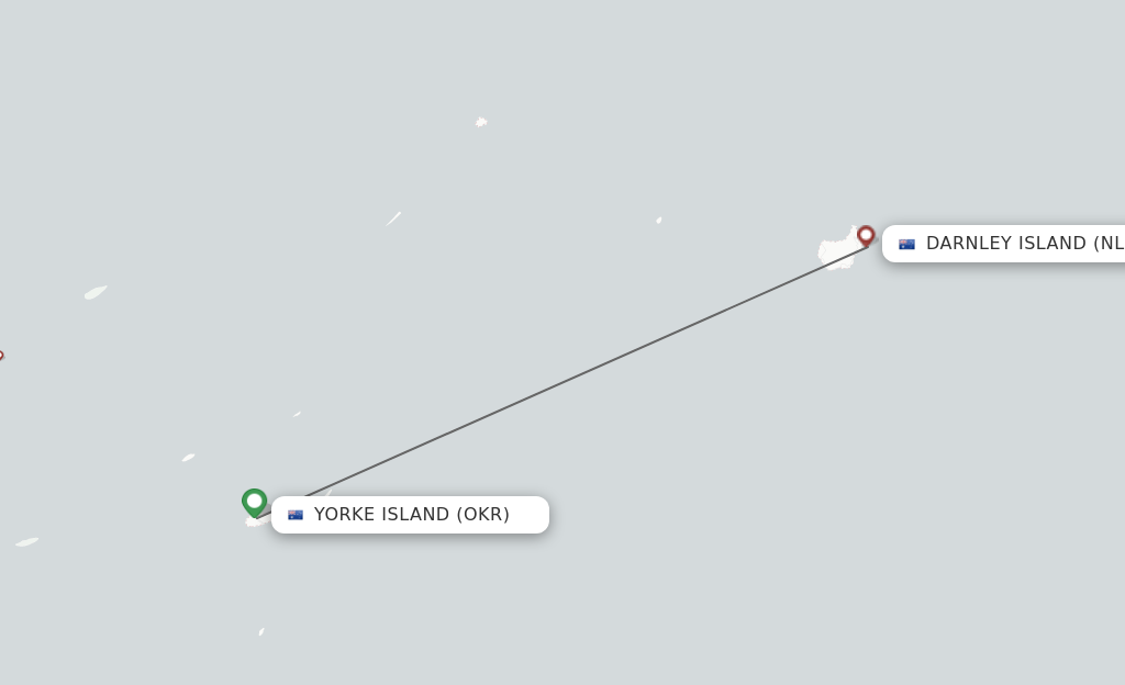 Flights from Yorke Island to Darnley Island route map