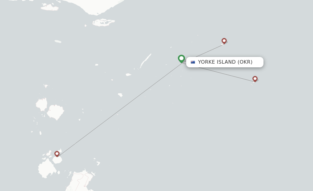 Route map with flights from Yorke Island with FlexFlight
