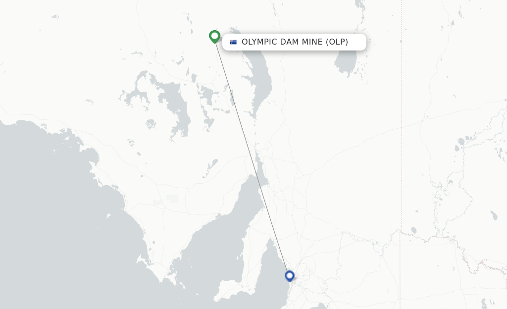 Route map with flights from Olympic Dam with Alliance Airlines