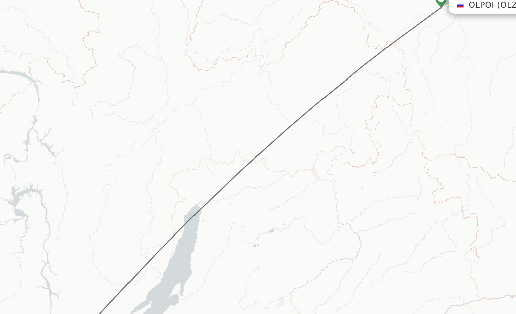 Flights from Olokminsk to Irkutsk route map
