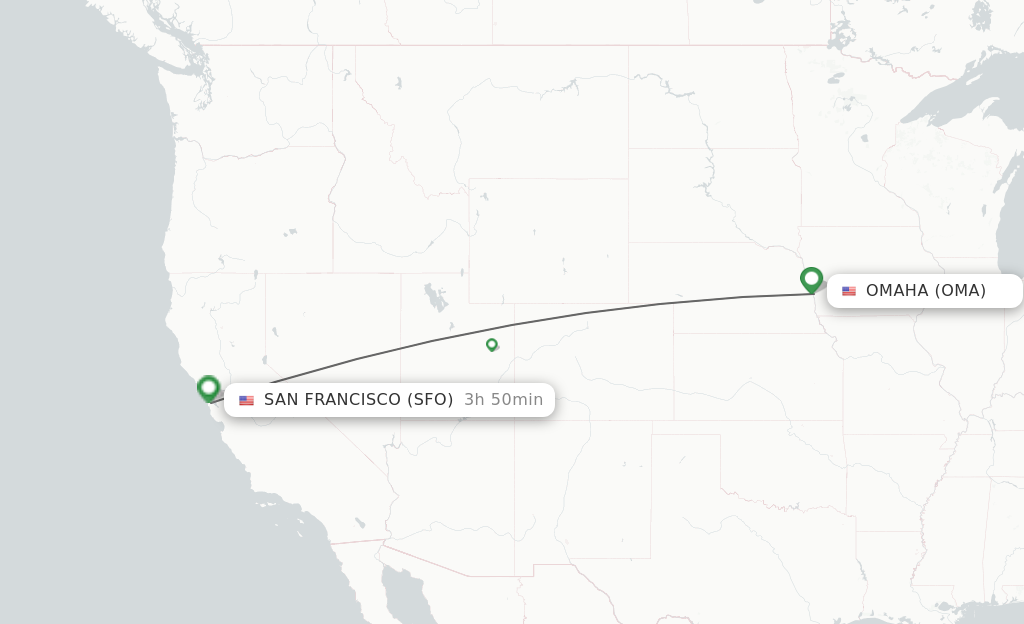 Direct (non-stop) flights from Omaha to San Francisco - schedules
