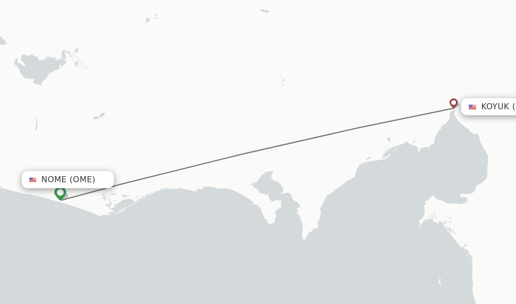 Flights from Nome to Koyuk route map