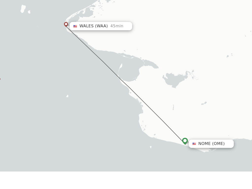 Flights from Nome to Wales route map