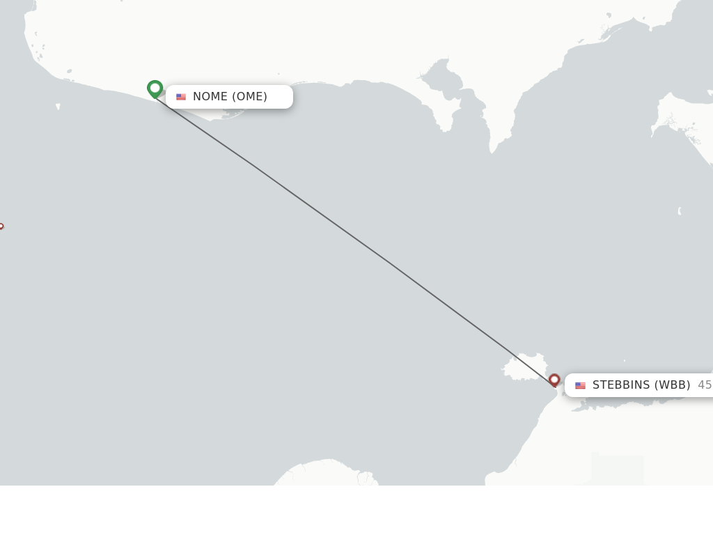 Flights from Nome to Stebbins route map