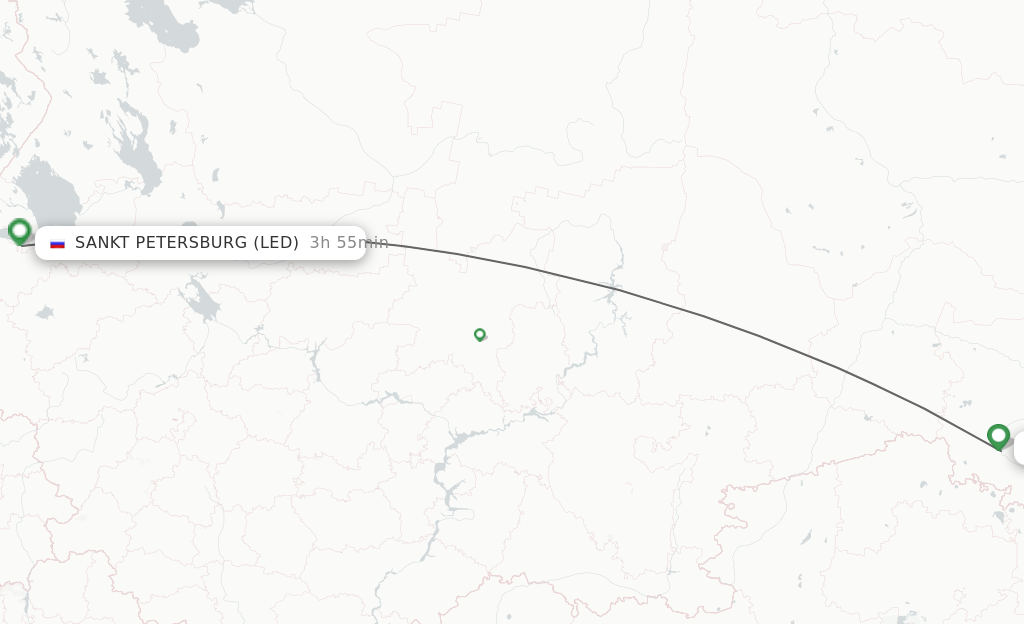 Flights from Omsk to Sankt Petersburg route map