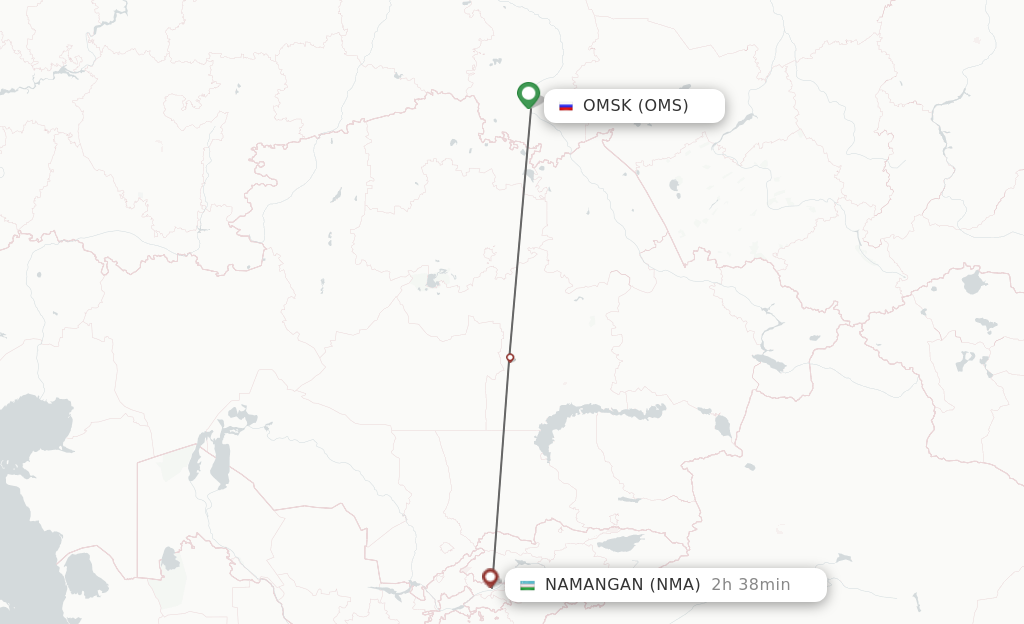 Flights from Omsk to Namangan route map
