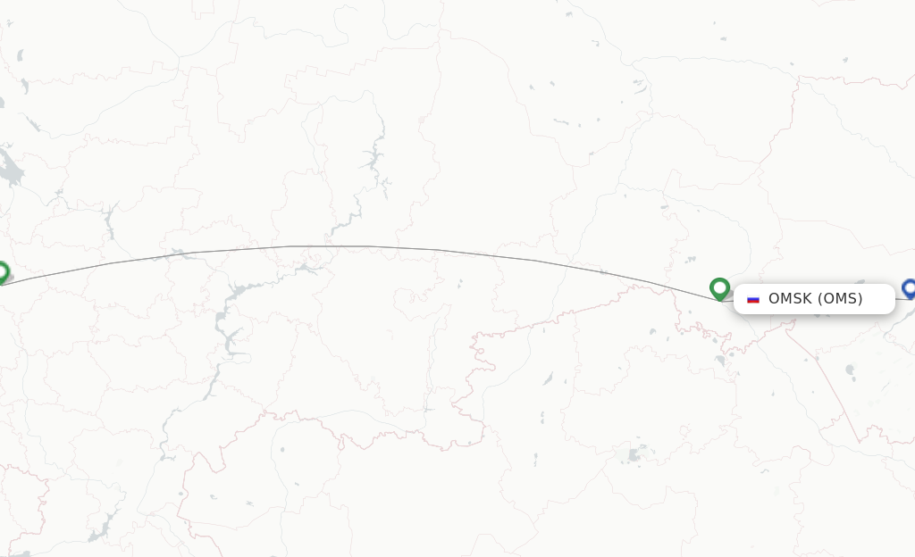 Route map with flights from Omsk with S7 Airlines