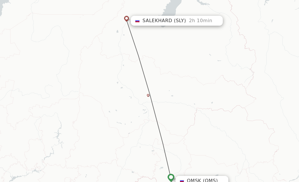 Flights from Omsk to Salekhard route map