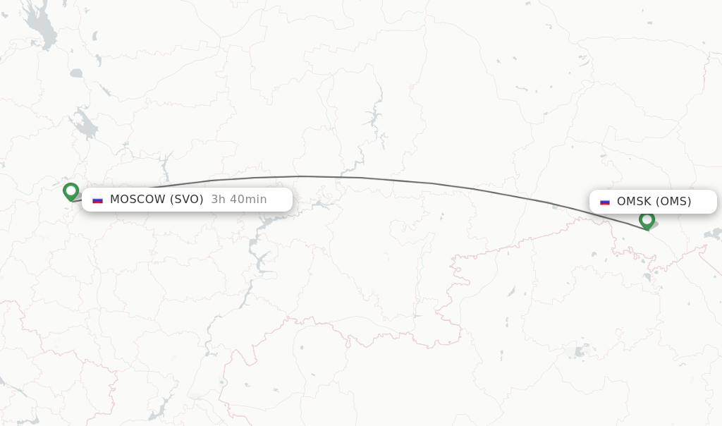 Flights from Omsk to Moscow route map