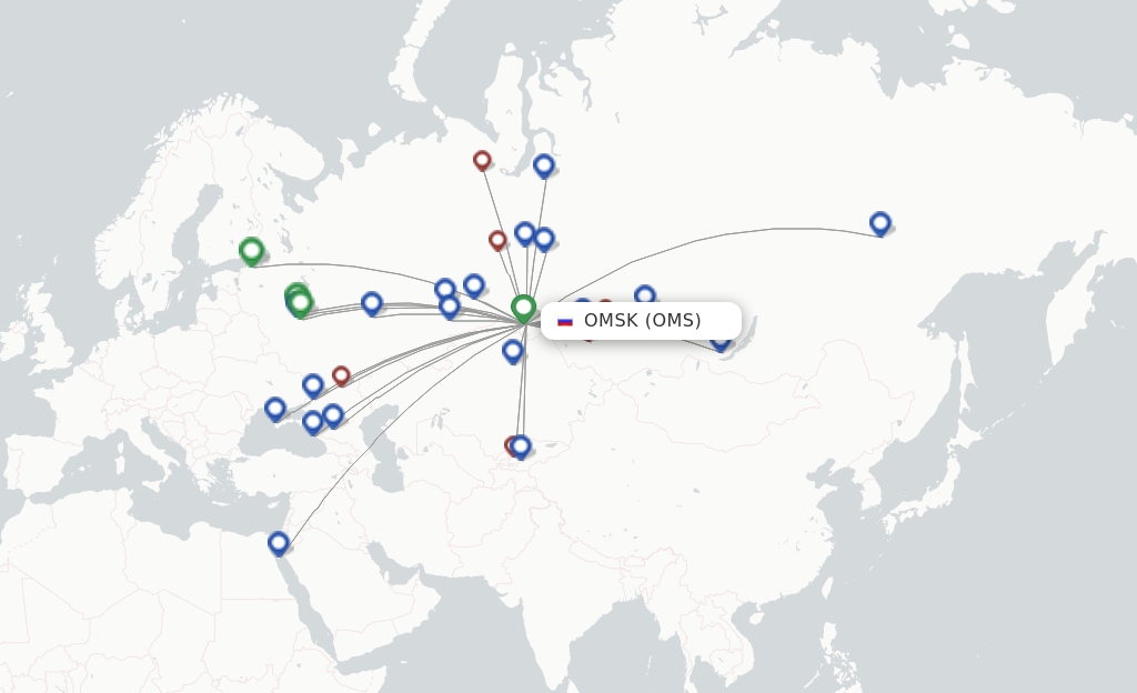 Flights from Omsk to Rostov route map