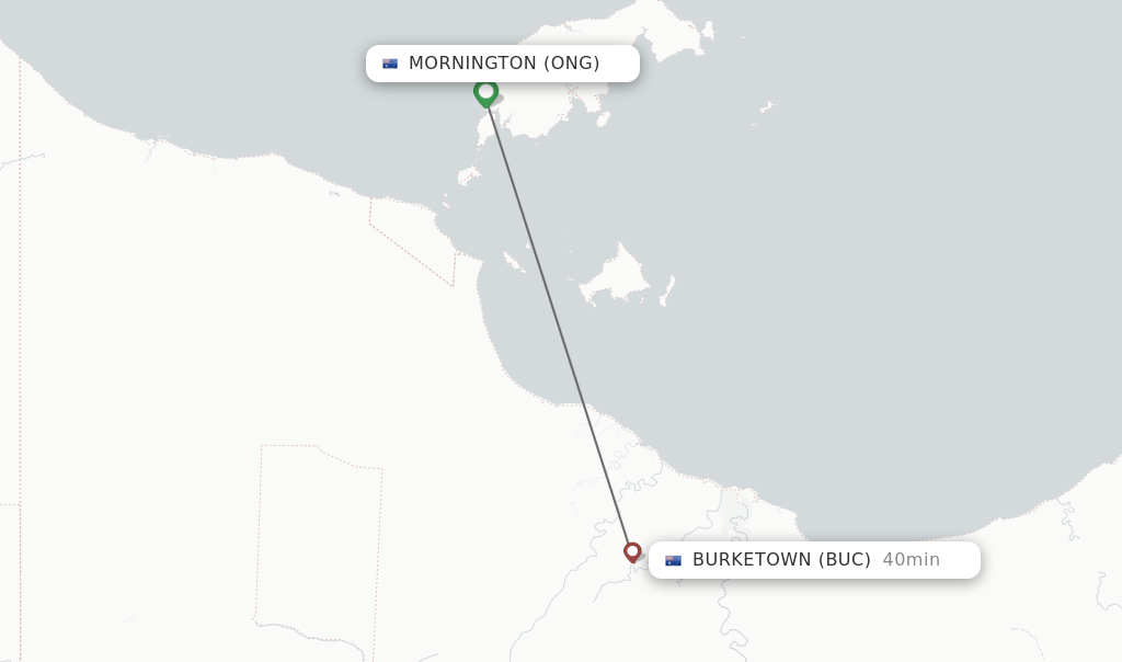 Flights from Mornington to Burketown route map