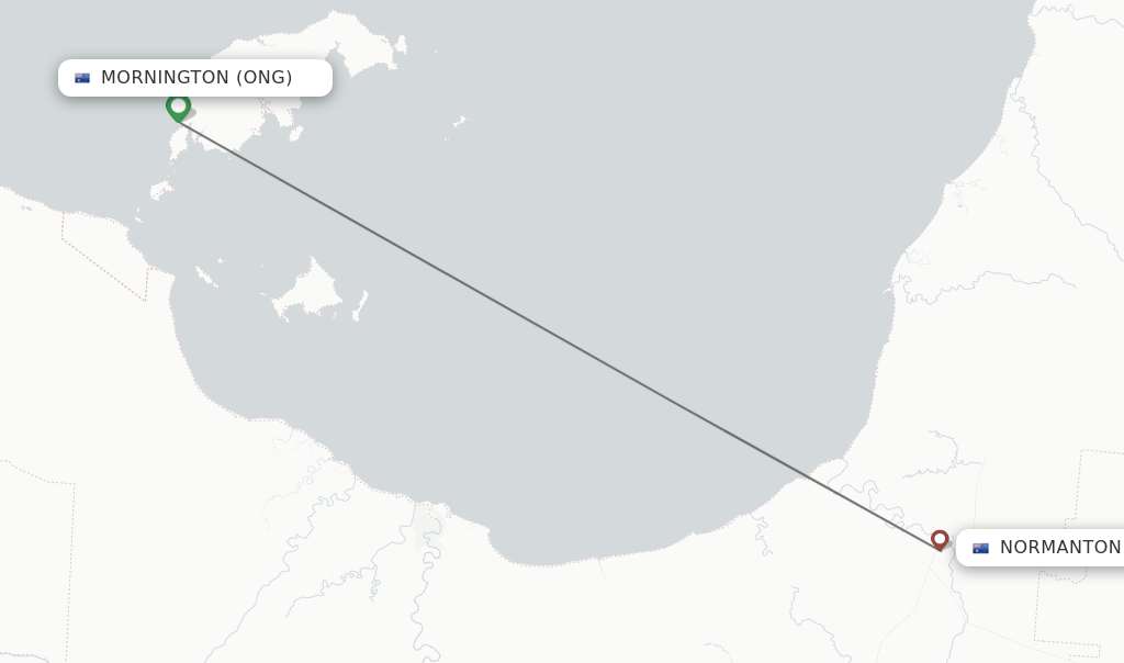 Flights from Mornington to Normanton route map