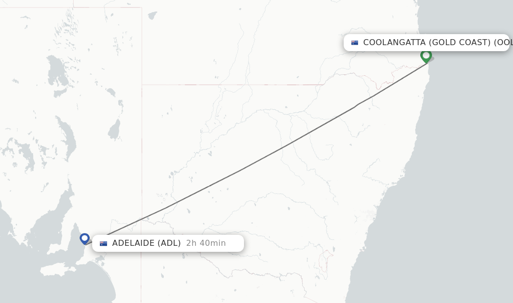 Direct (nonstop) flights from Coolangatta (Gold Coast) to Adelaide schedules