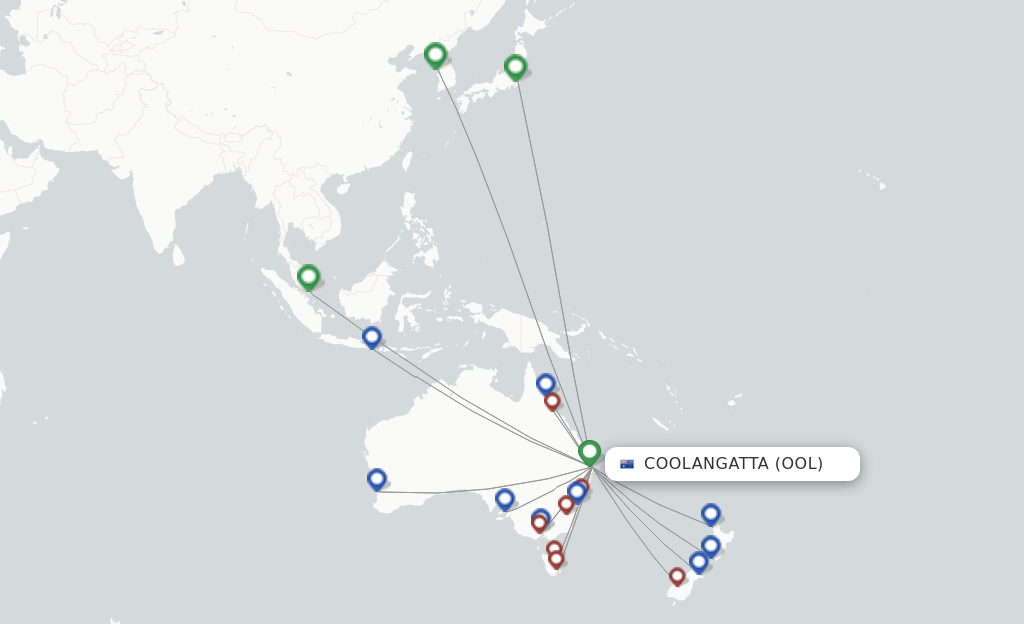 Route map with flights from Coolangatta (Gold Coast) with Air Berlin