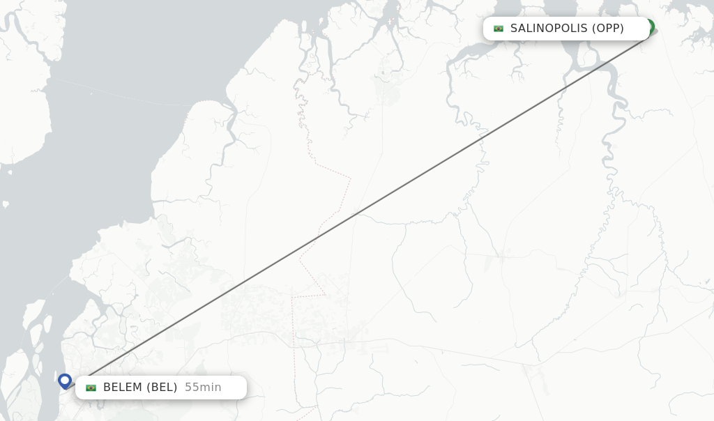 Flights from Salinopolis to Belem route map