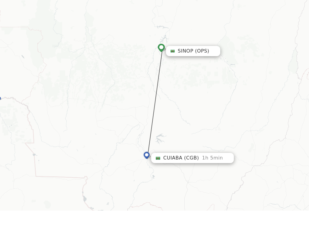 Flights from Sinop to Cuiaba route map