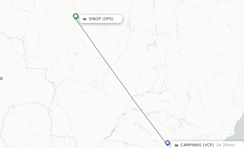 Flights from Sinop to Campinas route map