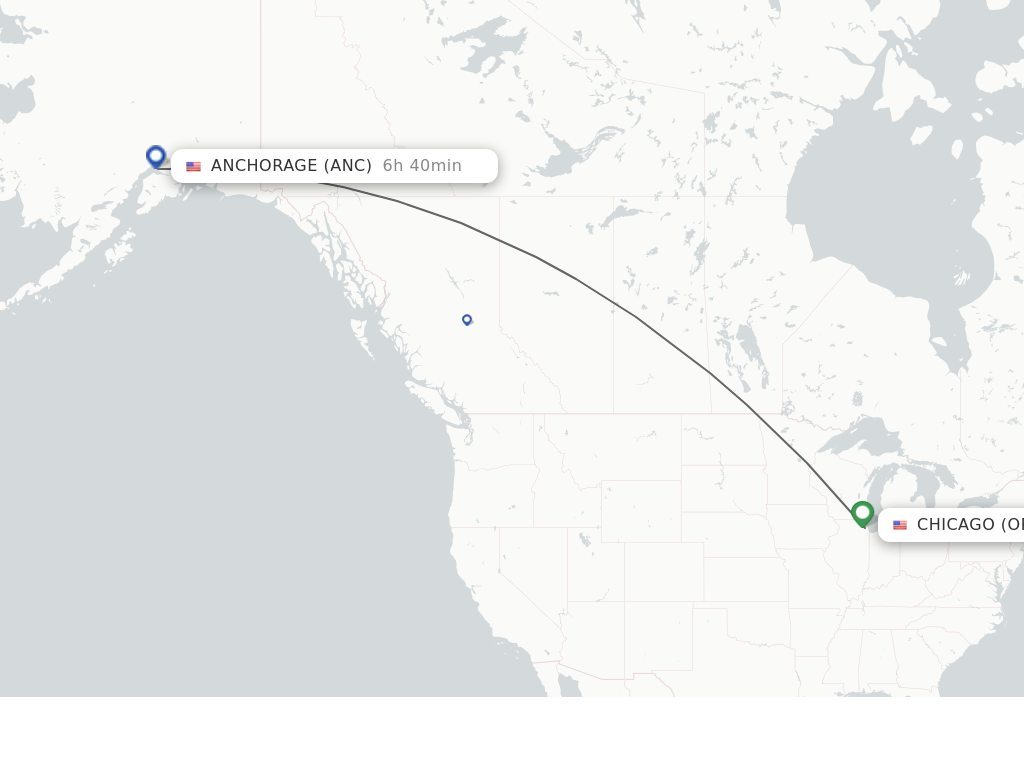 Direct (non-stop) flights from Chicago to Anchorage - schedules