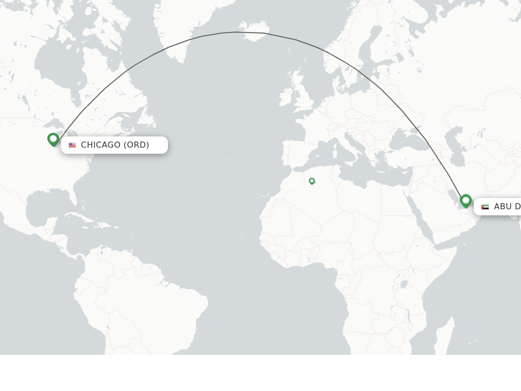 Flights from Chicago to Abu Dhabi route map