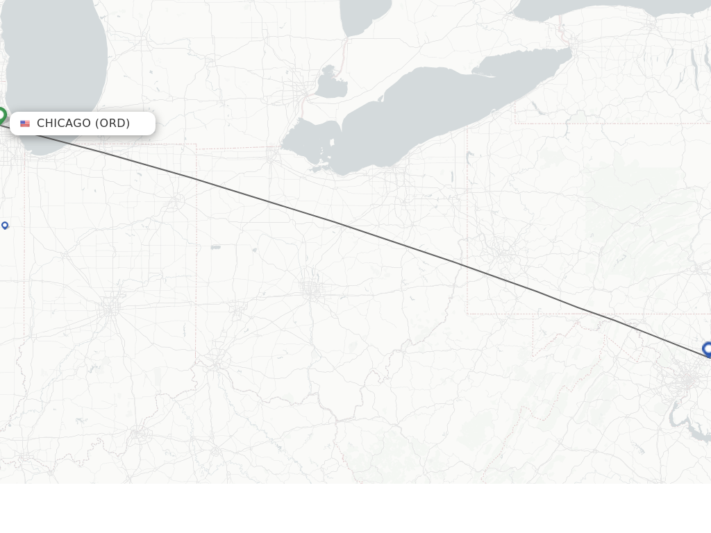 Flights from Chicago to Baltimore route map