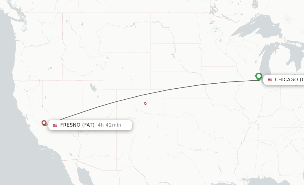 Direct (non-stop) flights from Chicago to Fresno - schedules