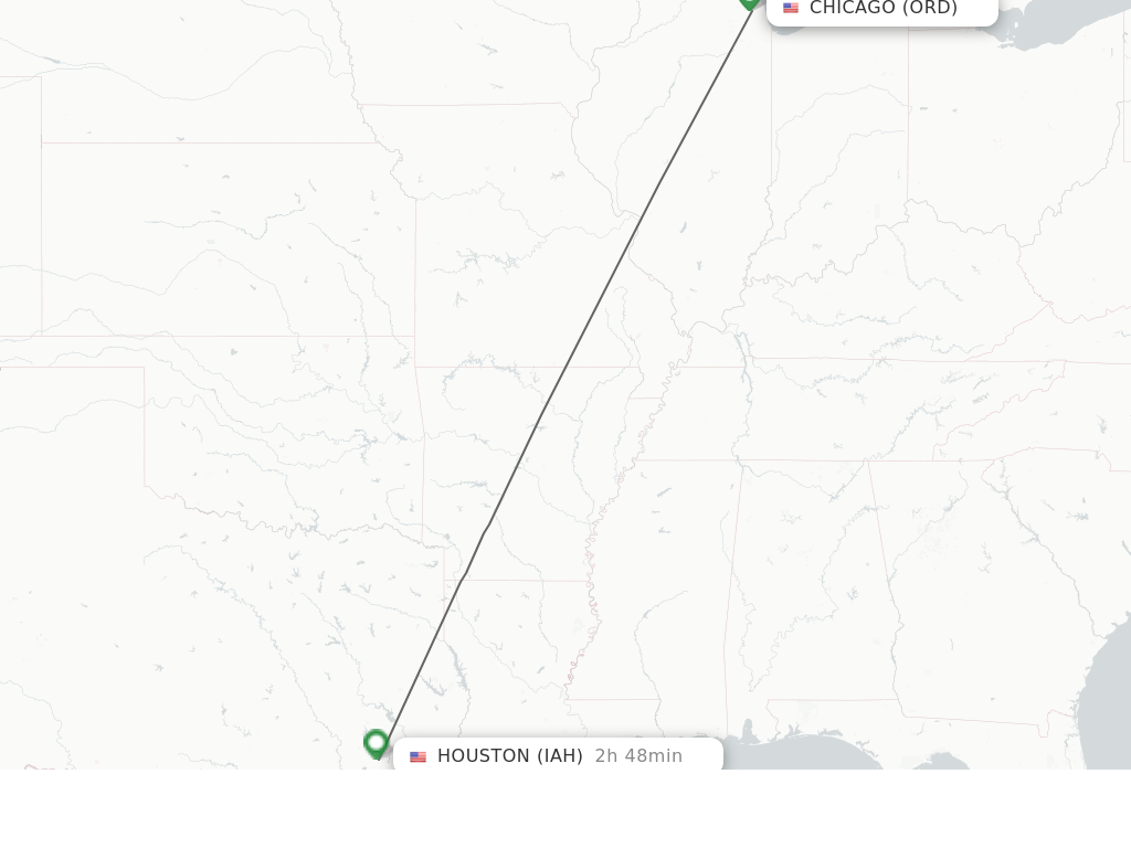 Flights from Chicago to Houston route map