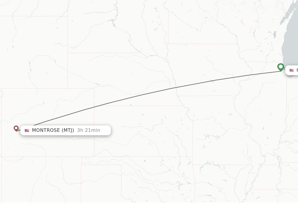 Flights from Chicago to Montrose route map