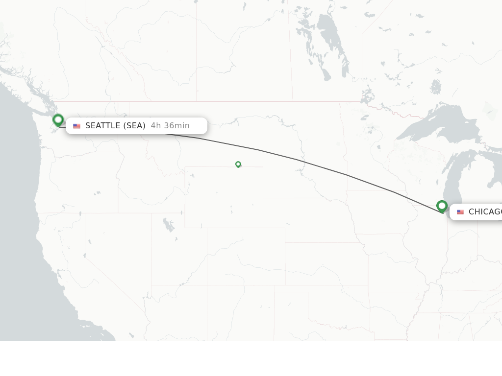 Flights from Chicago to Seattle route map