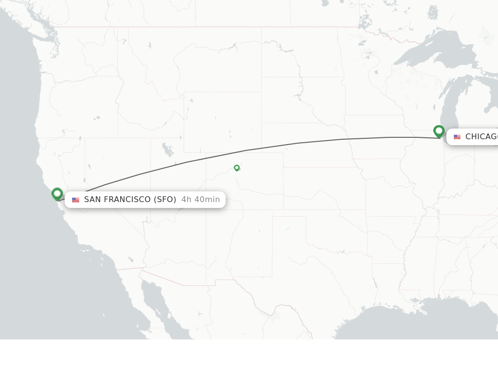 Flights from Chicago to San Francisco route map