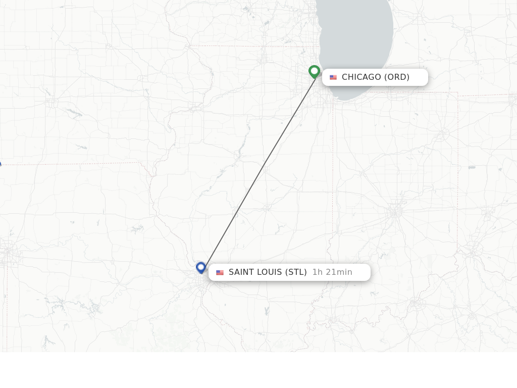 Flights from Chicago to Saint Louis route map
