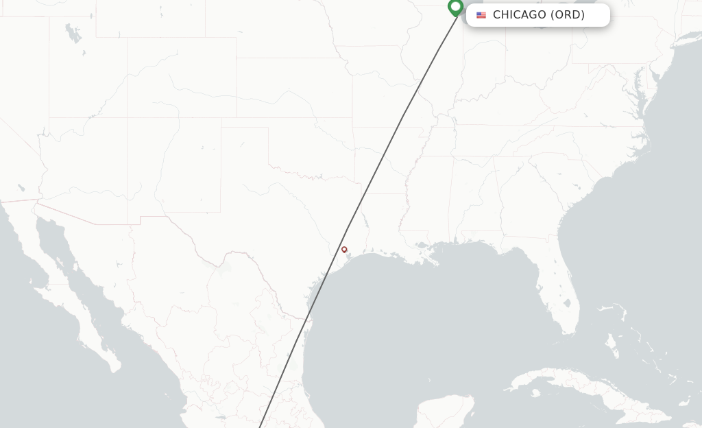 Flights from Chicago to Ixtapa/Zihuatanejo route map