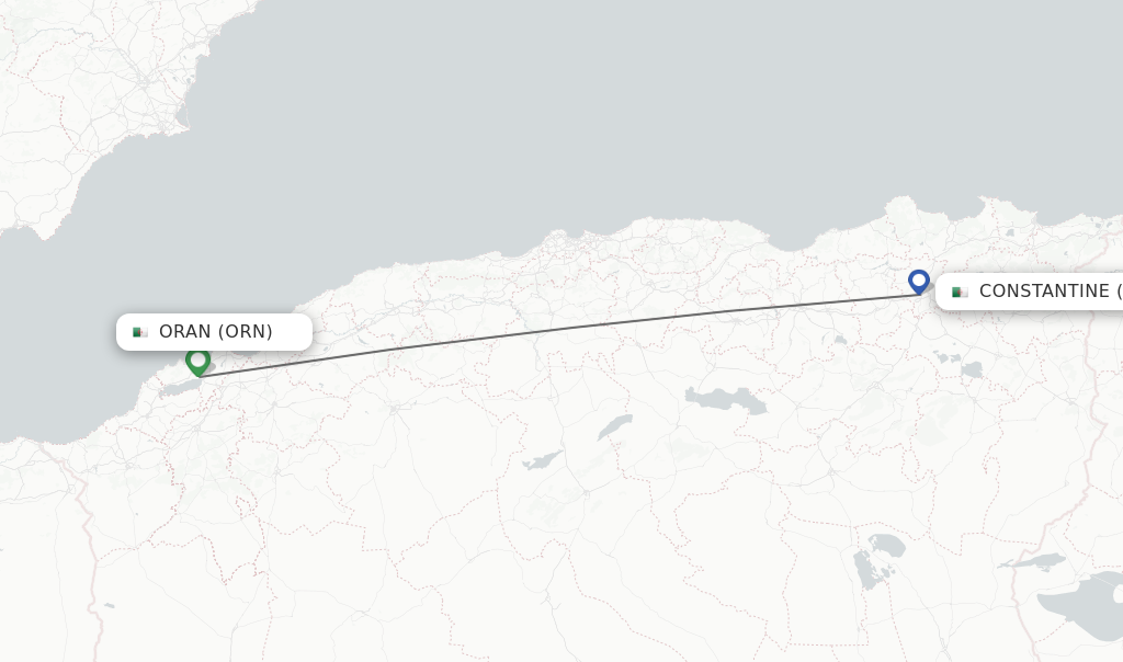 Flights from Oran to Constantine route map
