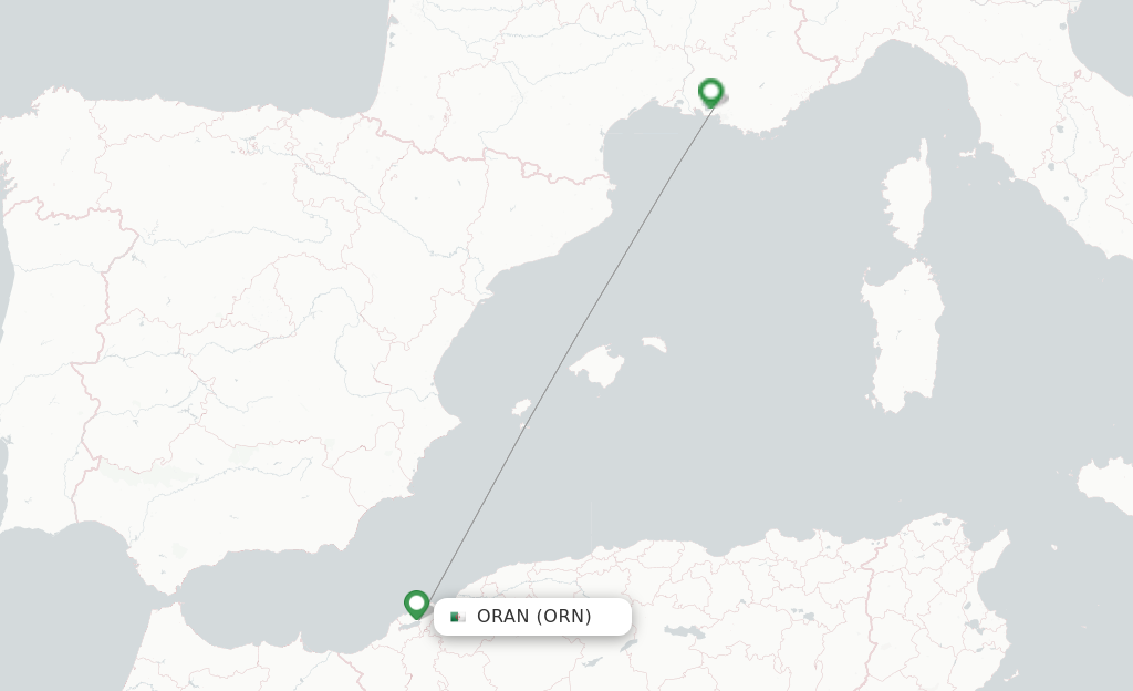 Route map with flights from Oran with Volotea