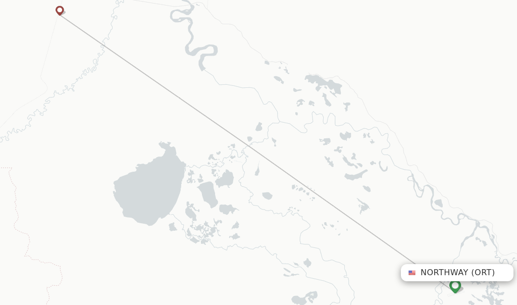 Route map with flights from Northway with 40-Mile Air