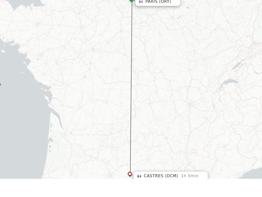 Flights from Paris to Castres route map
