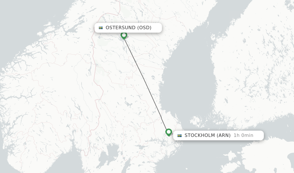 Flights from Ostersund to Stockholm route map