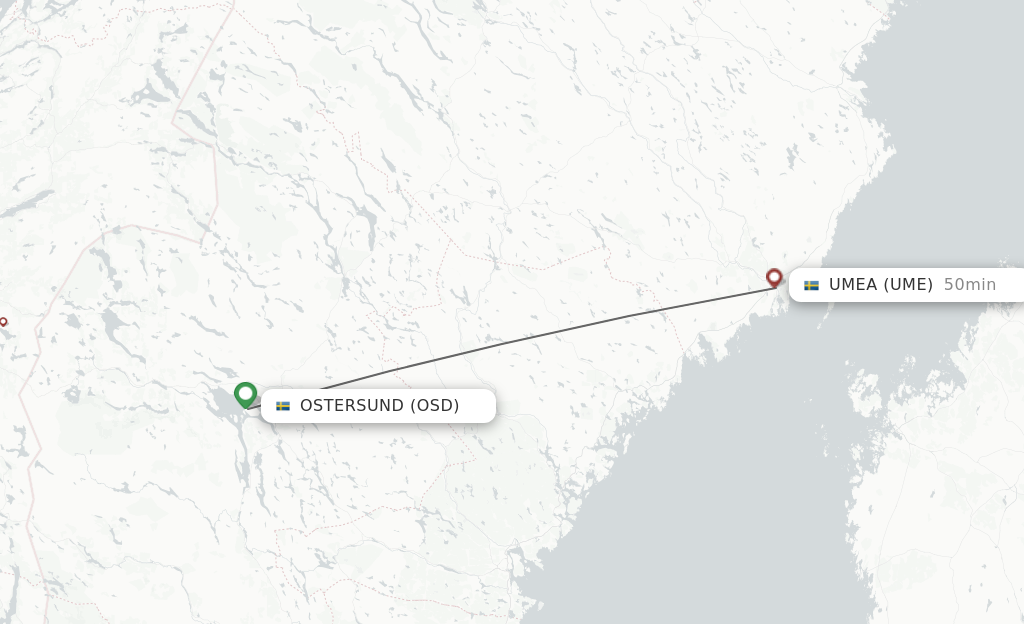 Flights from Ostersund to Umea route map