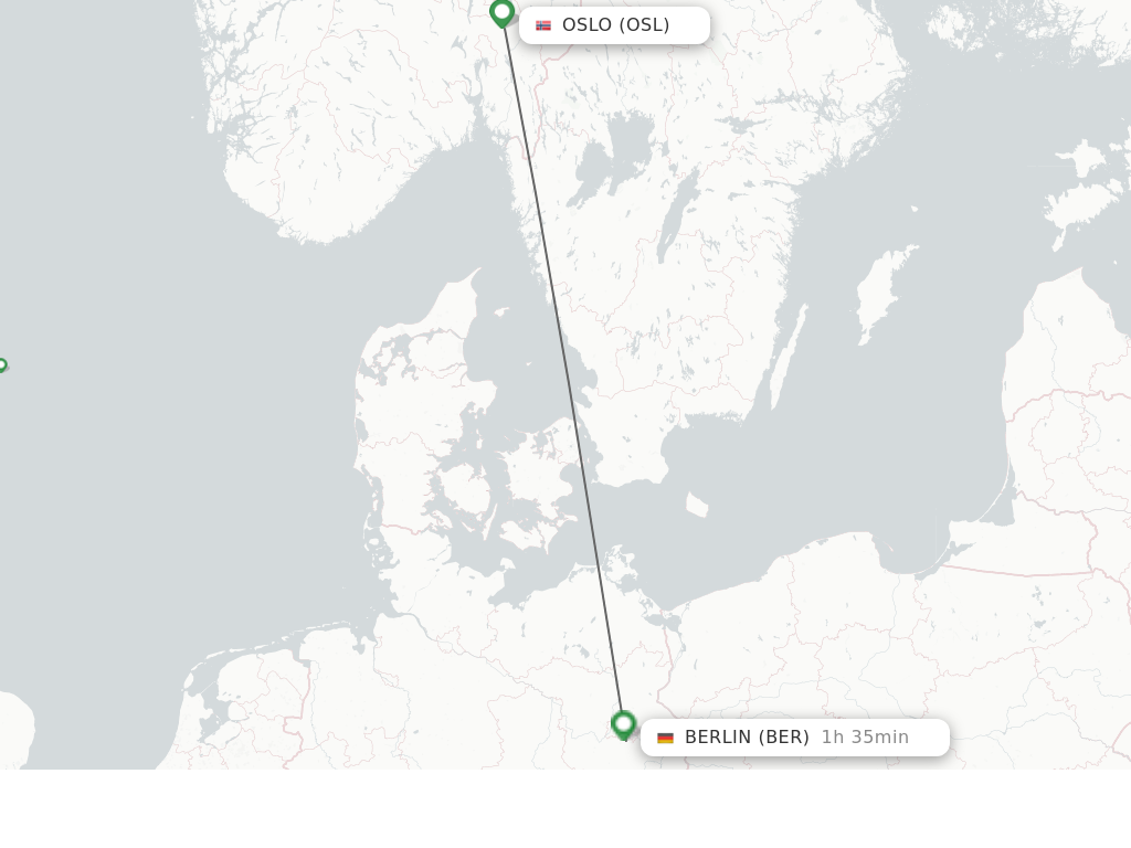 Flights from Oslo to Berlin route map