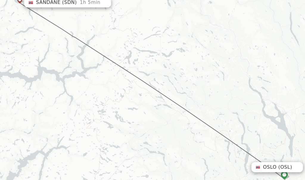 Flights from Oslo to Sandane route map