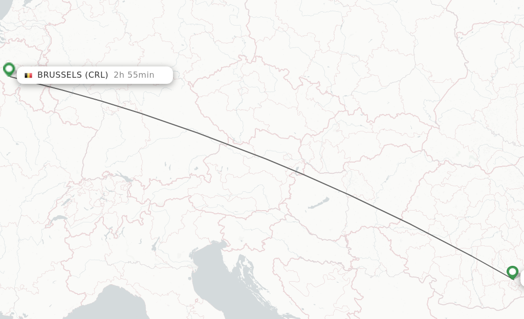 Flights from Bucharest to Brussels route map