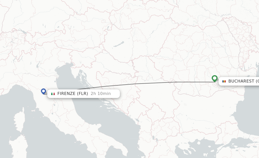 Flights from Bucharest to Florence route map