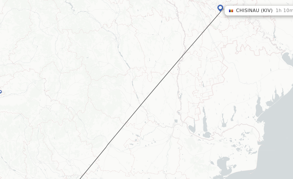 Flights from Bucharest to Chisinau route map