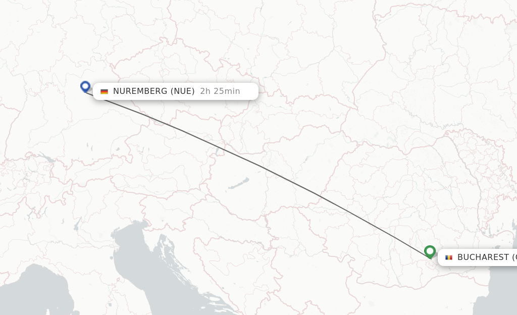 Flights from Bucharest to Nuremberg route map