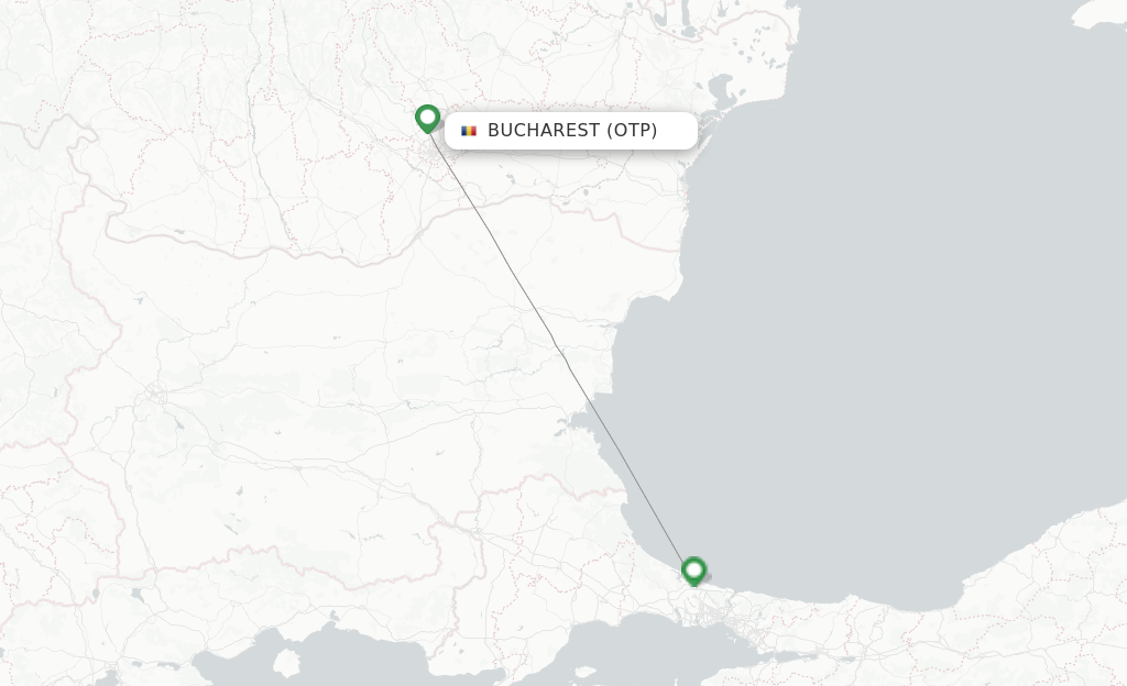 Route map with flights from Bucharest with Turkish Airlines