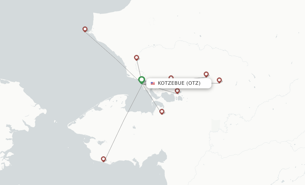 Route map with flights from Kotzebue with Easy Fly Express