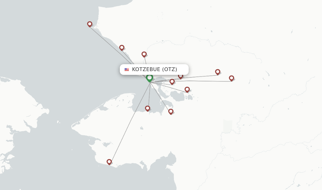 Route map with flights from Kotzebue with Easy Fly Express