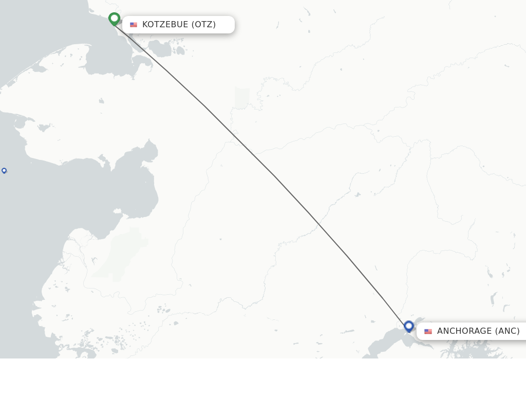 Flights from Kotzebue to Anchorage route map